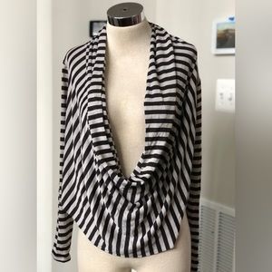 Mystree Drop Cowl Neck Striped Top